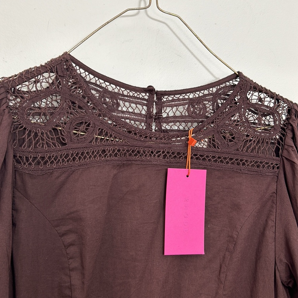 RHODE Chocolate Ruched Mini Dress - Picture 11 of 13